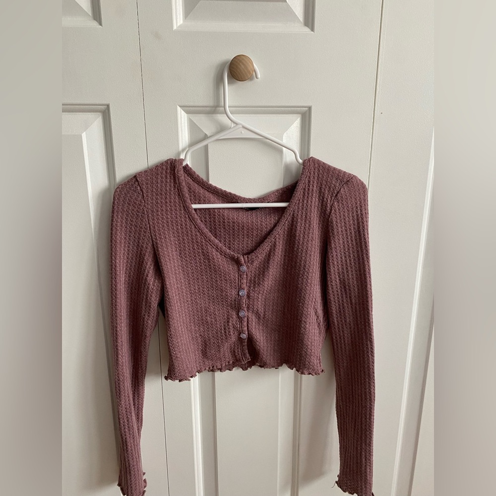 cropped purple long sleeve t-shirt womens small